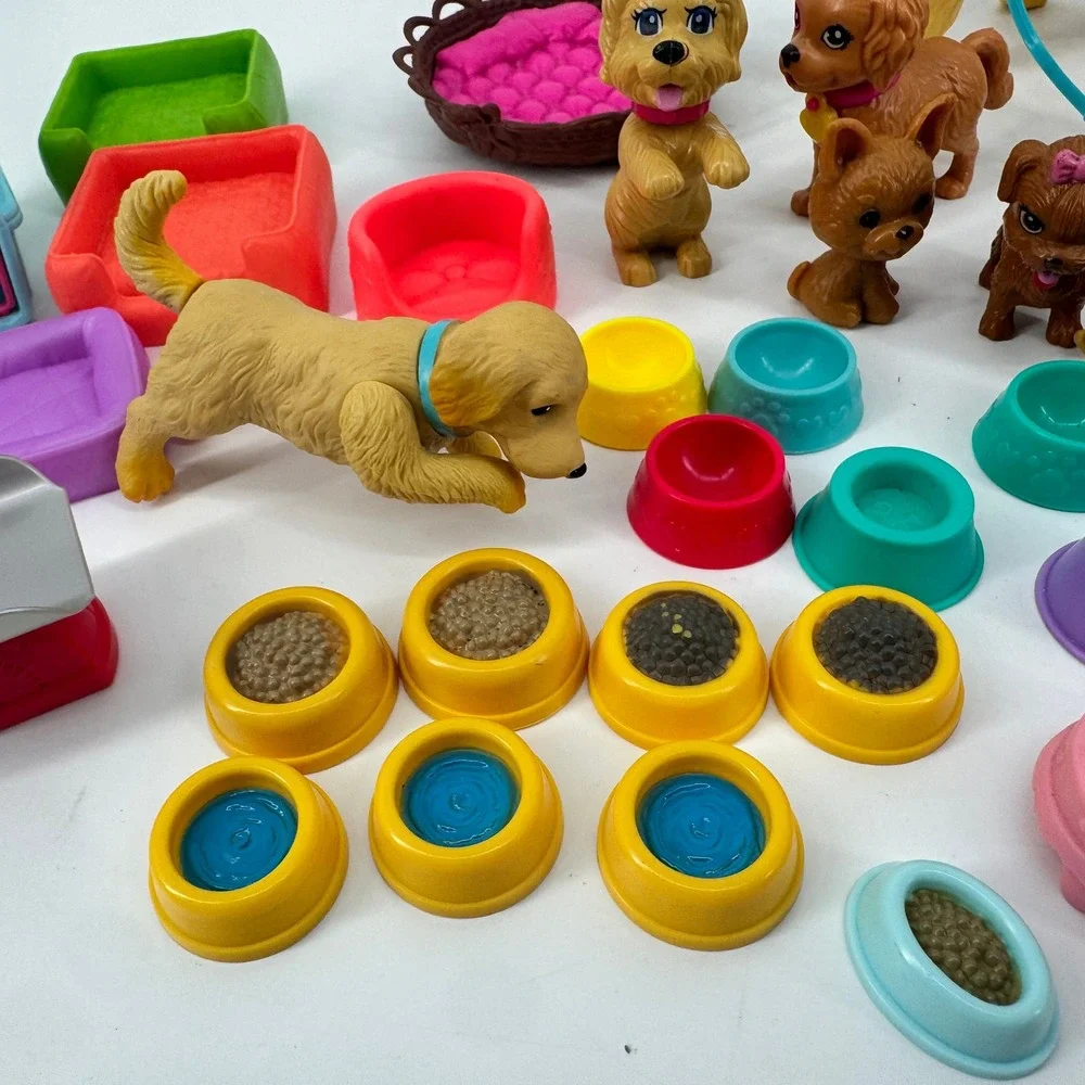 Barbie Mattel Pet Figure Accessory Lot Dogs Cats Puppies Flocked Kidcore Toy Set